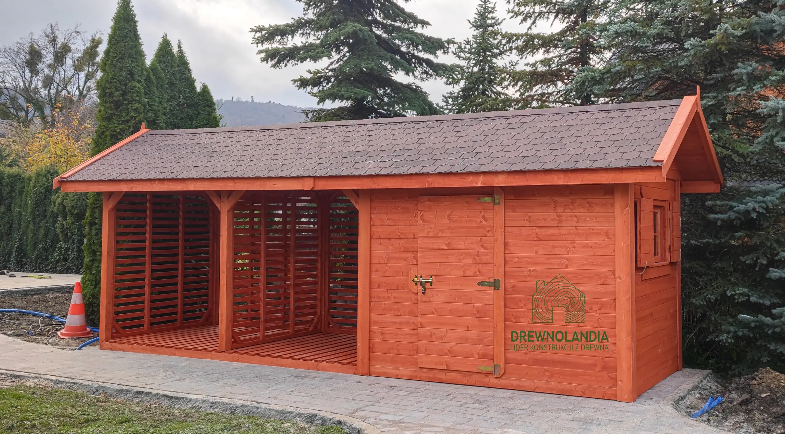 Wiata Wiktoria - 6x2m, drewutnia 
