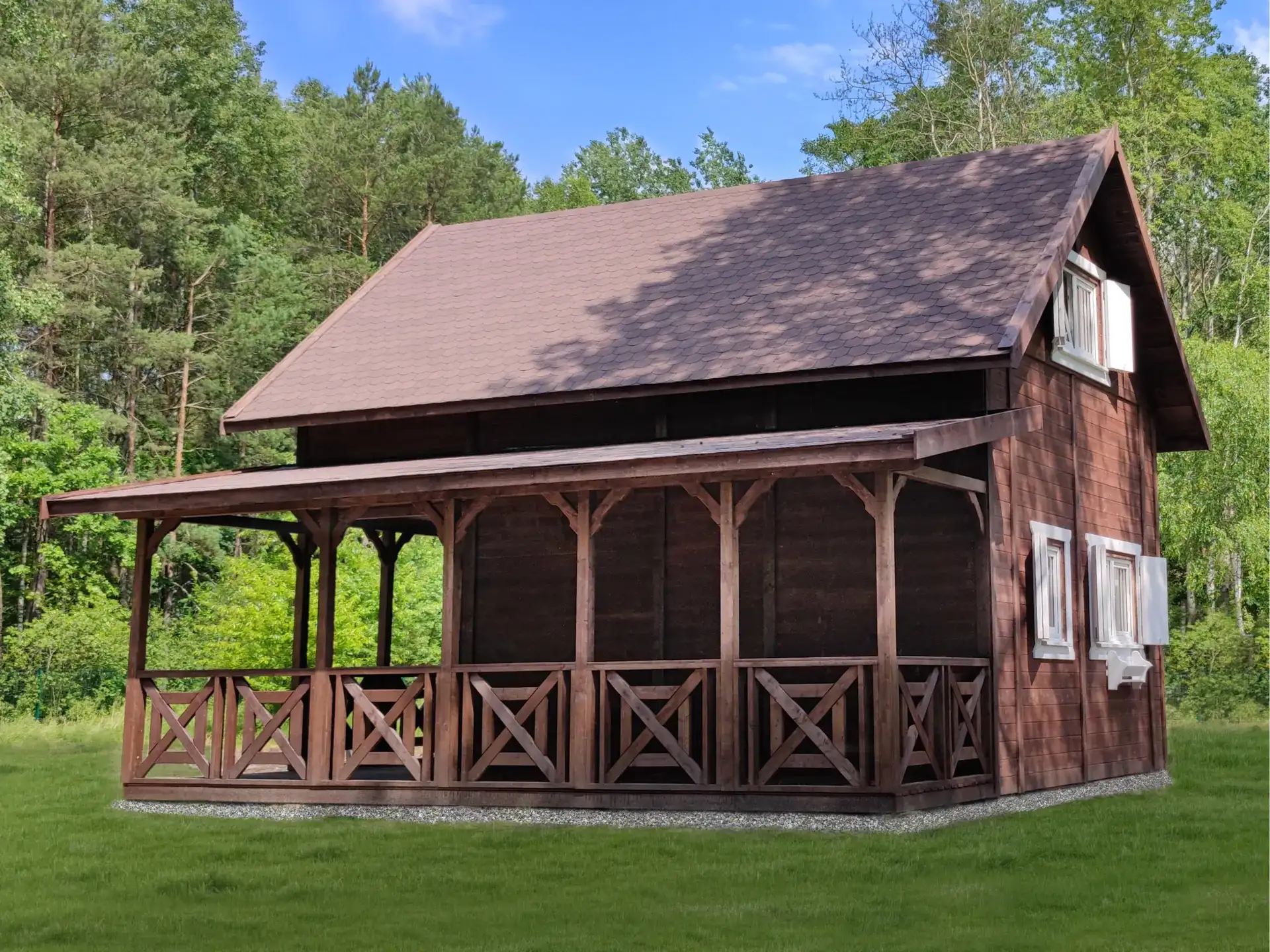 Domek Olaf 7x5m z tarasem bocznym 7x2m