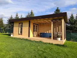 Sauna ogrodowa 8m x 3,5m z przestrzenią wypoczynkową - zdjęcie 1