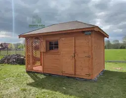 Domek narzędziowy z drewna Kacper - 4,5x3m z drewutnią  - zdjęcie 9