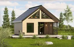 Domek letniskowy drewniany z antresolą Wiktor IV V2 – 35 m² - zdjęcie 1