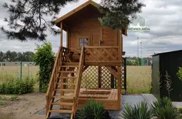 Domek dla dzieci Bolek - 2,8m x 2m z małym placem zabaw - zdjęcie 14
