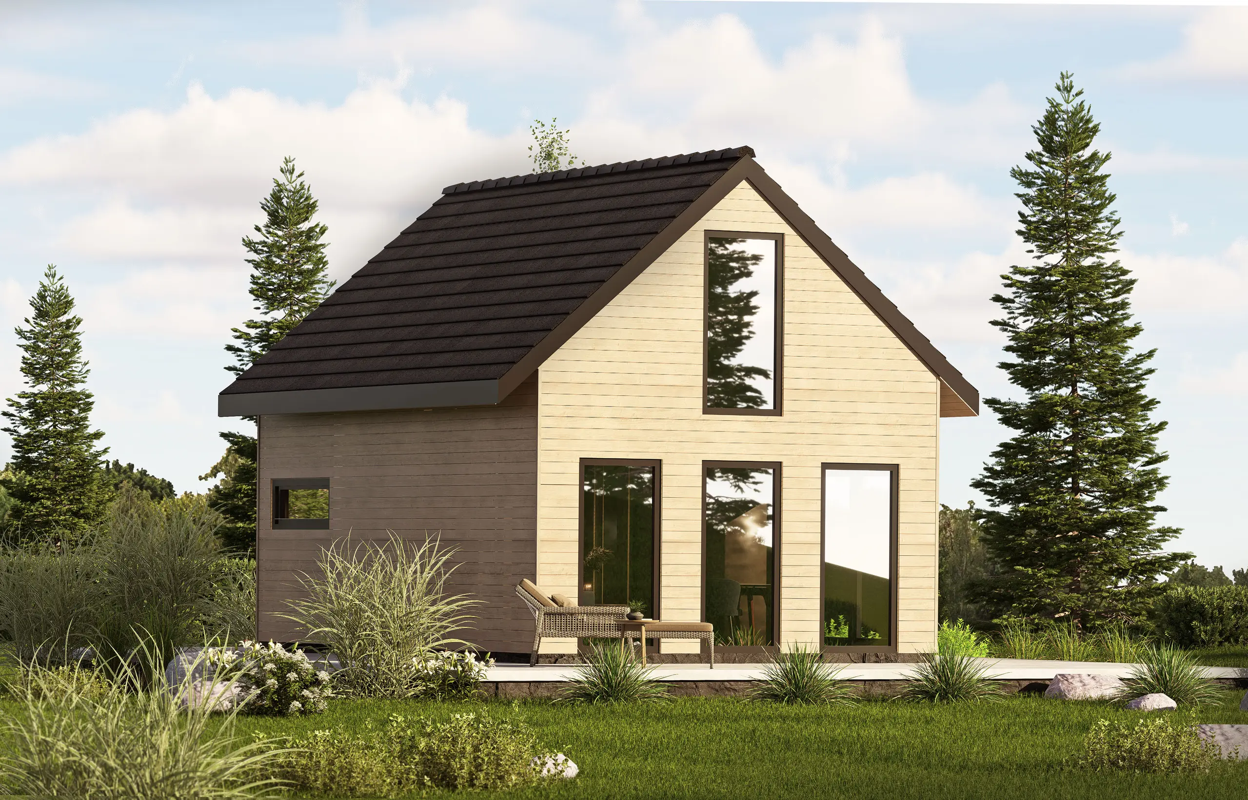 Domek CRP2 V2 – elegancki projekt drewniany na działkę