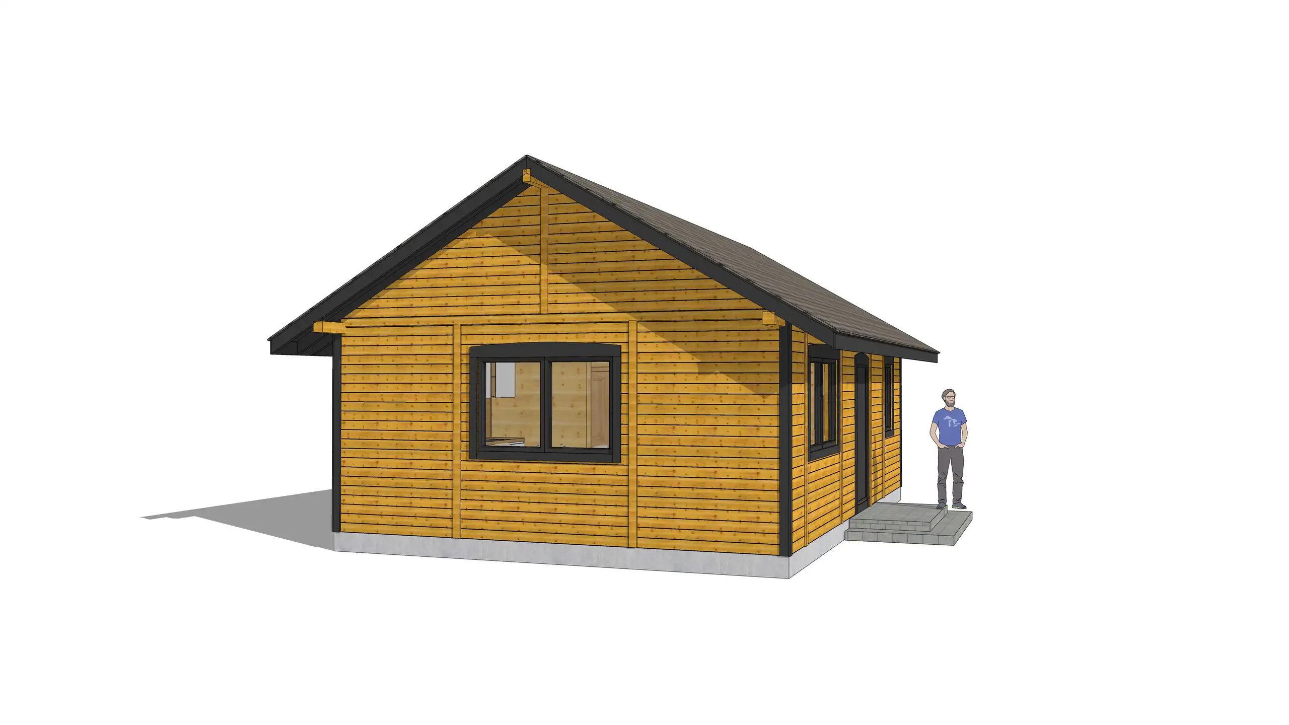 Drewniany domek rekreacyjny całoroczny CRK5 PLUS - jednorodzinny - 54 m²