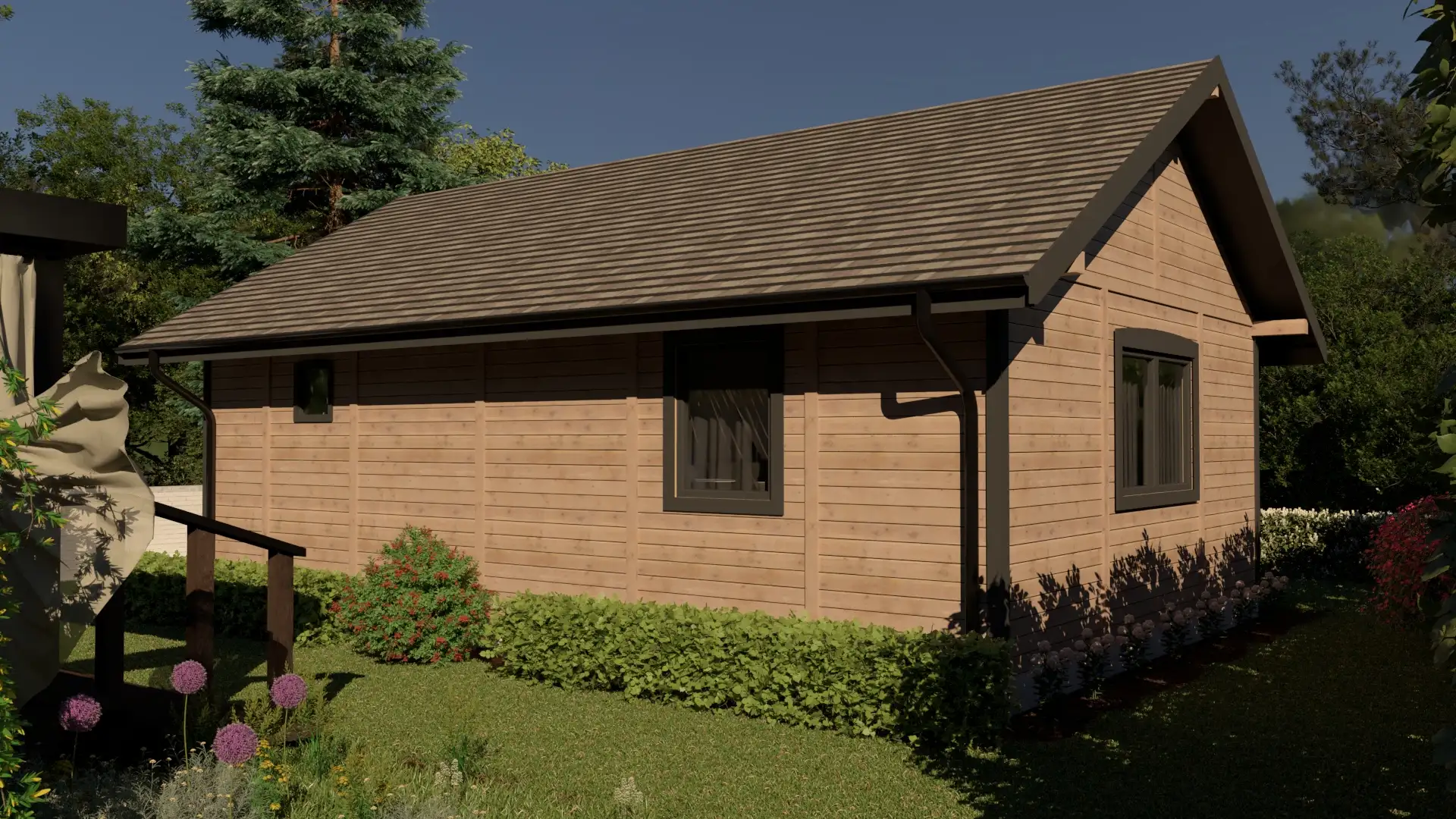 Drewniany domek rekreacyjny całoroczny CRK5 PLUS - jednorodzinny - 54 m²