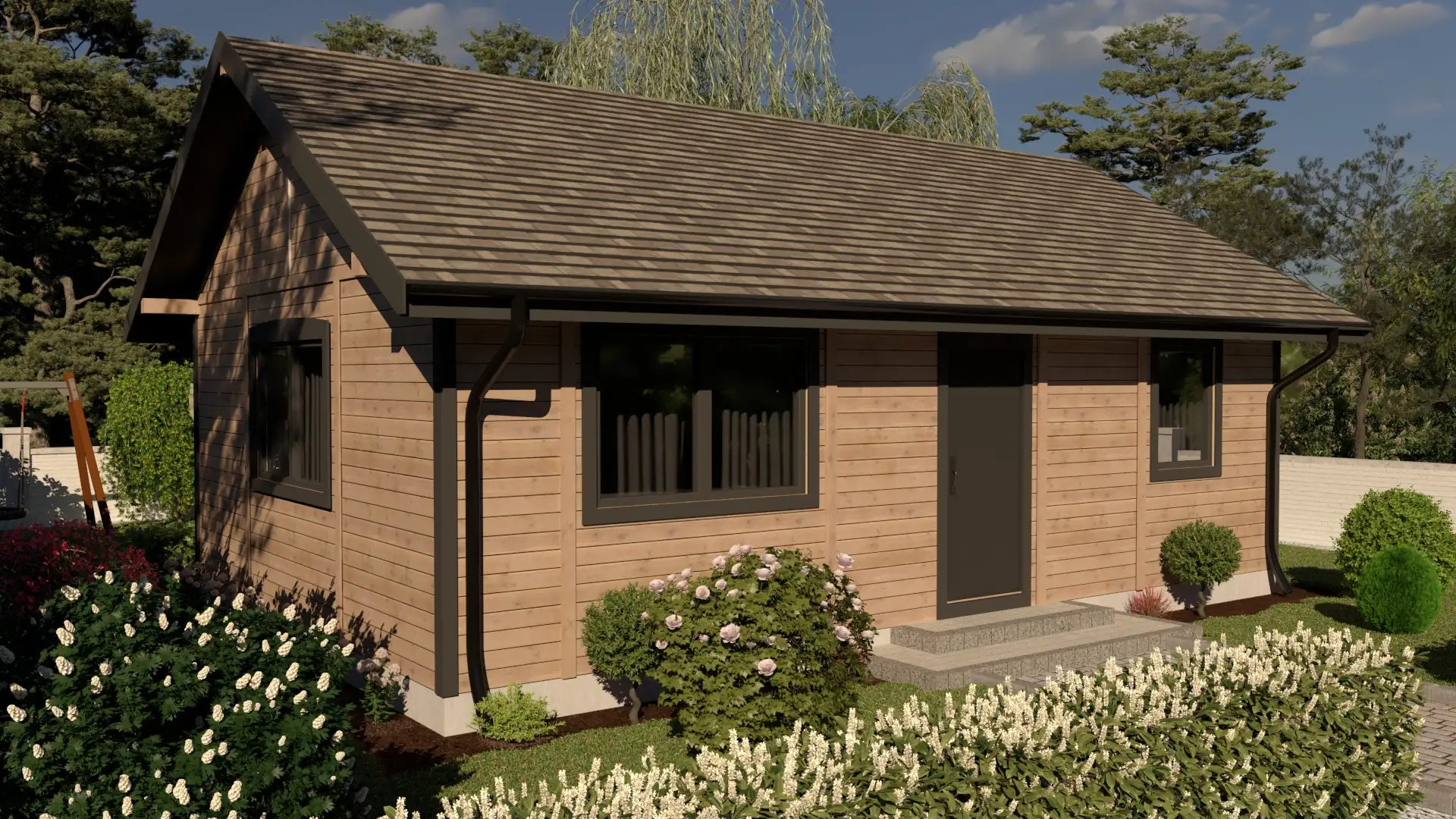 Drewniany domek rekreacyjny całoroczny CRK5 PLUS - jednorodzinny - 54 m²