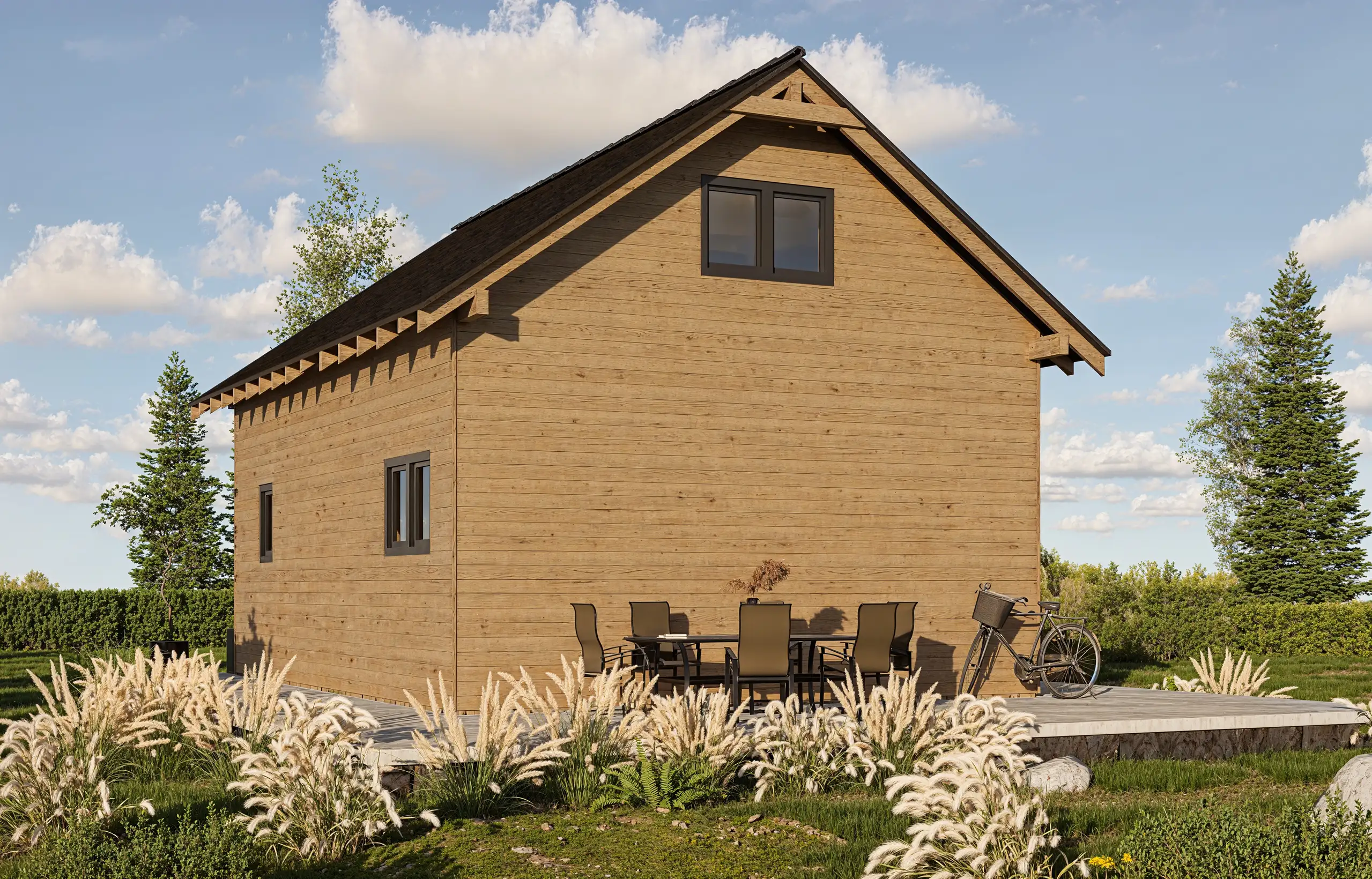 Drewniany domek rekreacyjny całoroczny CRK18 PLUS - jednorodzinny - 48 m²