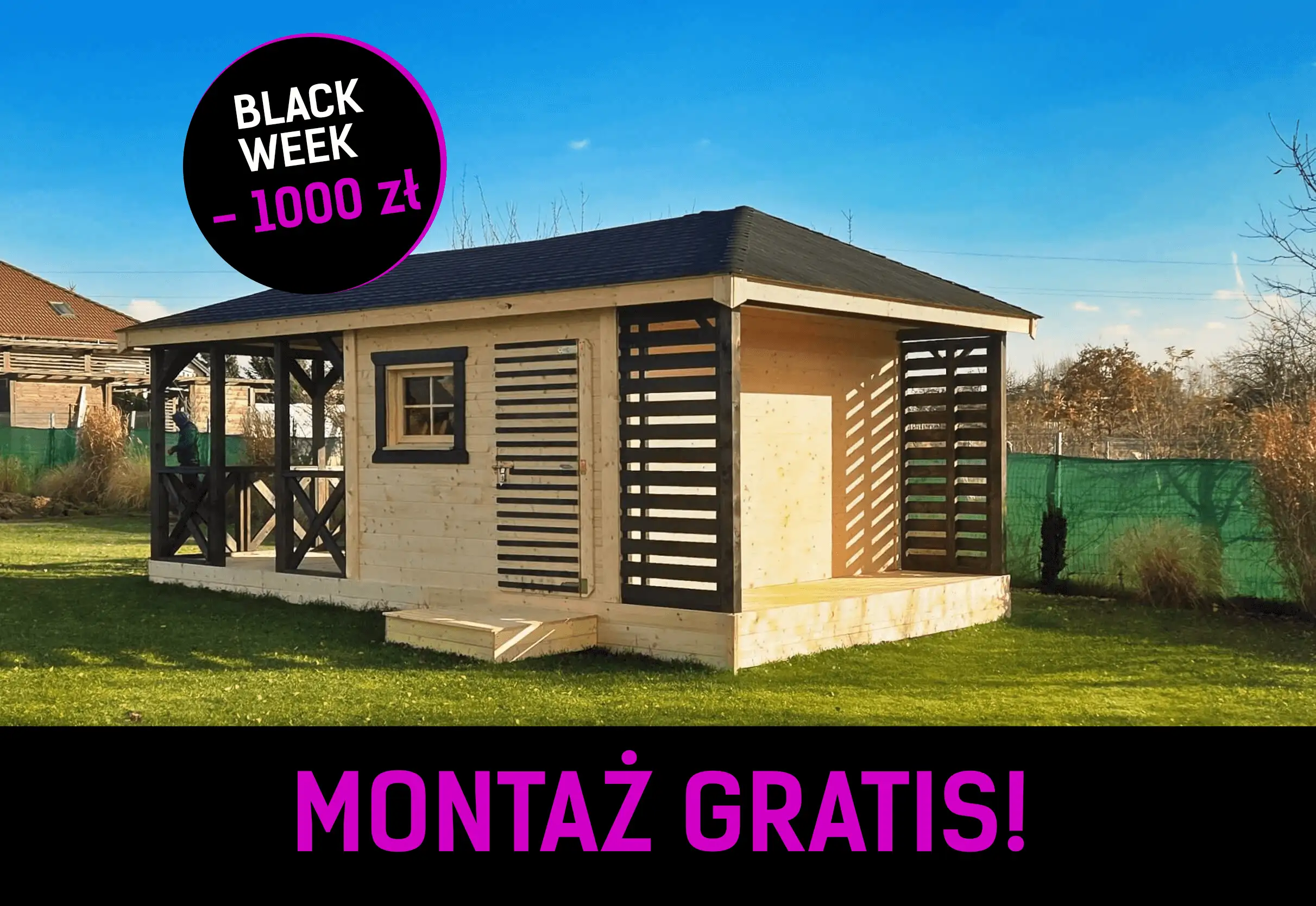 Altana z domkiem i drewutnią Ludwik v1 - 7x3m