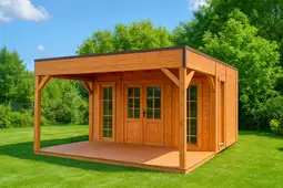 Domek ogrodowy z tarasem Tymon 4,5x3m + 4,5x2,5 - zdjęcie 1