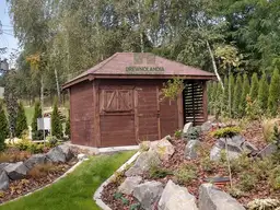 Domek narzędziowy z drewna Kacper - 4,5x3m z drewutnią  - zdjęcie 3