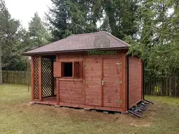 Domek narzędziowy z drewna Kacper - 4,5x3m z drewutnią  - zdjęcie 11