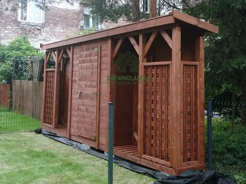 Drewutnia Dagmara - 7x1m, z magazynkiem narzędziowym 