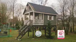 Duży Drewniany Domek Dla Dzieci Kitty IV - 4x2,5m z antresolą - zdjęcie 4