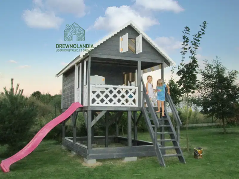 Duży Drewniany Domek Dla Dzieci Kitty IV - 4x2,5m z antresolą