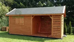 Drewniany domek na narzędzia z drewutnią Kuba 7x2m  - zdjęcie 4