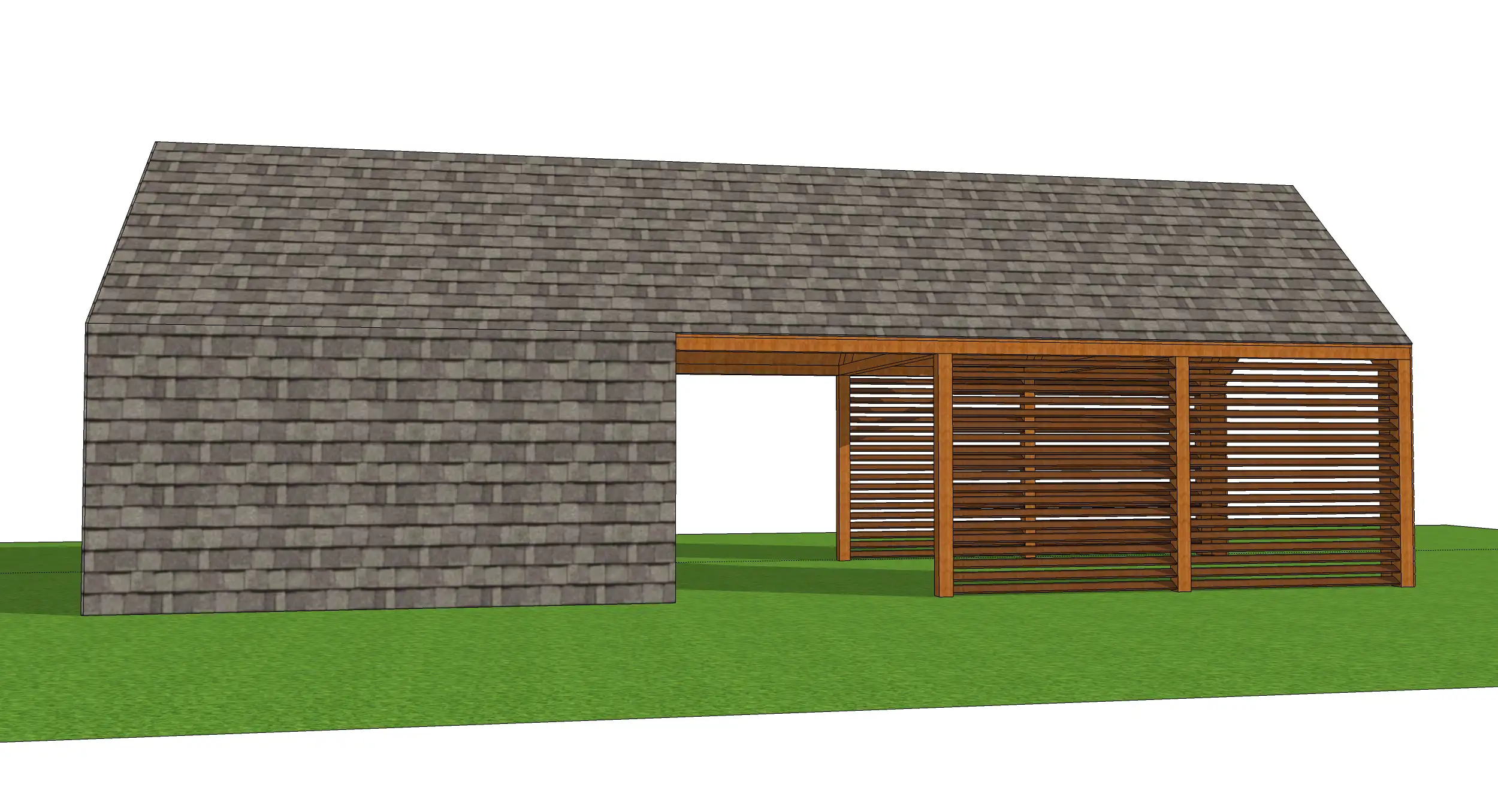 Wiata samochodowa Grażyna 12,5x4m – Solidna ochrona z pomieszczeniem gospodarczym