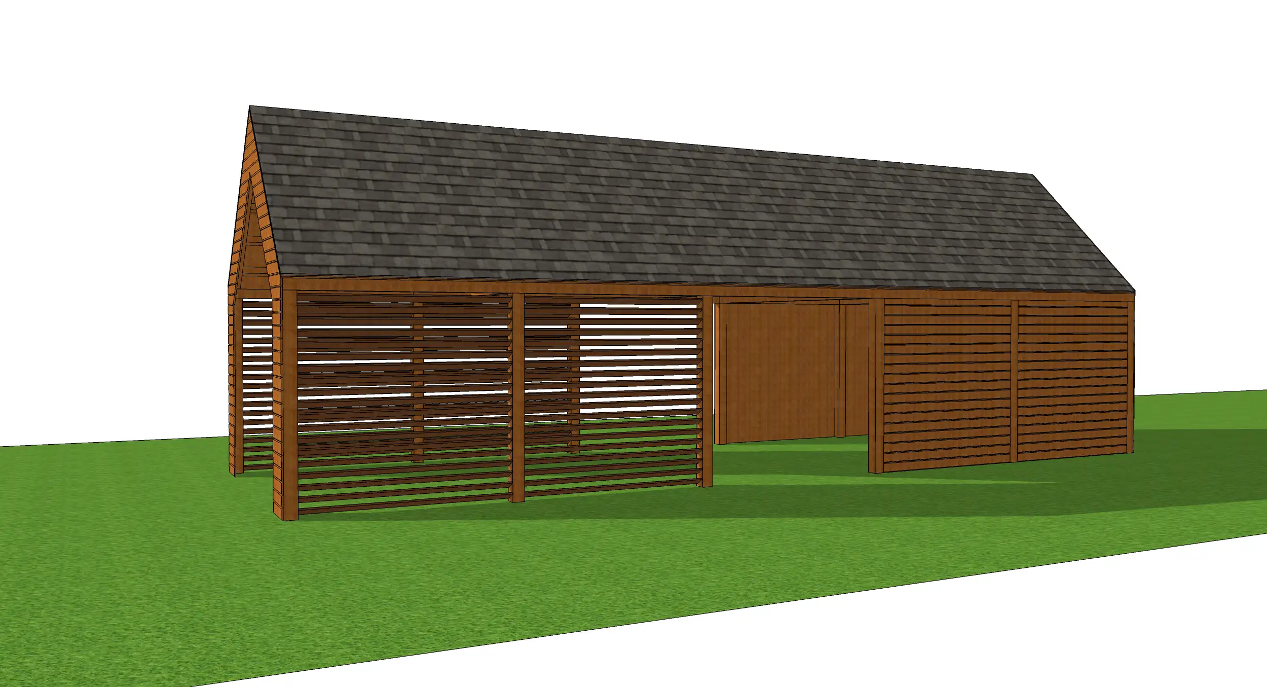 Wiata samochodowa Grażyna 12,5x4m – Solidna ochrona z pomieszczeniem gospodarczym