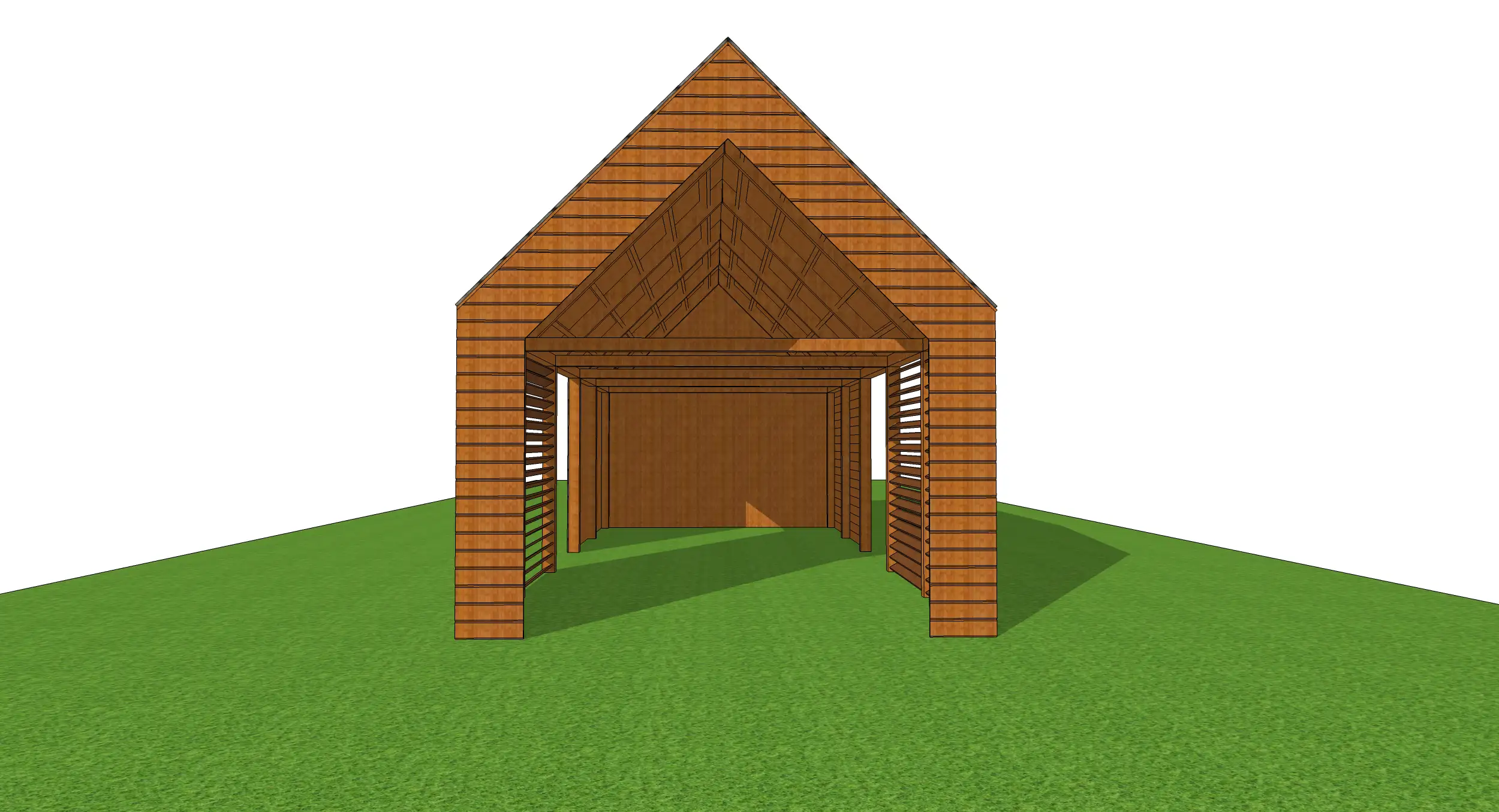 Wiata samochodowa Grażyna 12,5x4m – Solidna ochrona z pomieszczeniem gospodarczym