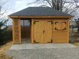 Domek narzędziowy z drewna Kacper - 4,5x3m z drewutnią  - zdjęcie 13