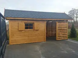 Drewniany domek na narzędzia z drewutnią Kuba 7x2m  - zdjęcie 5