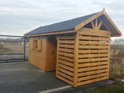 Drewniany domek na narzędzia z drewutnią Kuba 7x2m  - zdjęcie 6
