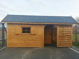 Drewniany domek na narzędzia z drewutnią Kuba 7x2m  - zdjęcie 7