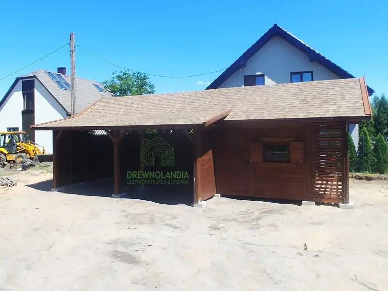 Wiata samochodowa Oliwia Bis - 9x3,5m + zadaszenie przednie - 6x1,5m – Wielofunkcyjna przestrzeń dla dwóch aut