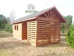 Drewniany domek na narzędzia z drewutnią Kuba 7x2m  - zdjęcie 19