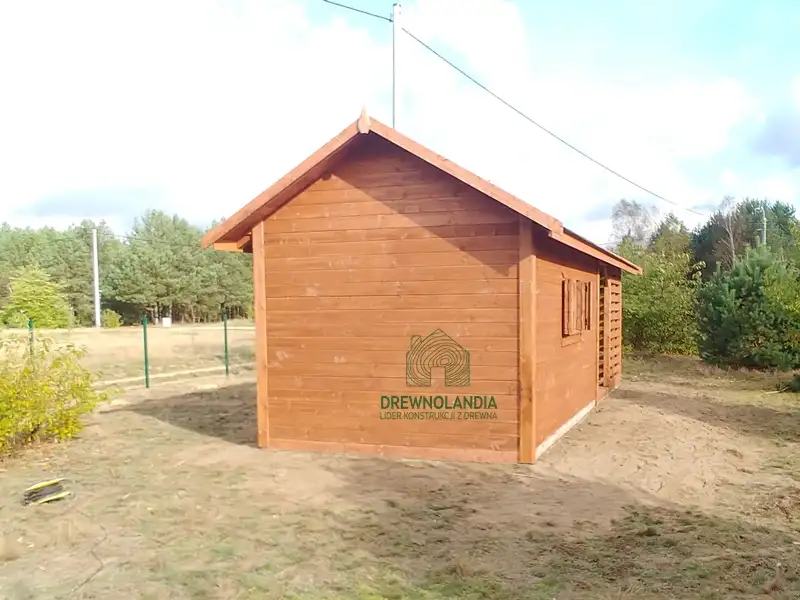 Drewniany domek na narzędzia z drewutnią Kuba 7x2m