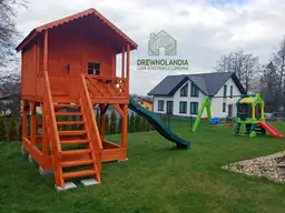 Domek dla dzieci Bolek - 2,8m x 2m z małym placem zabaw - zdjęcie 4