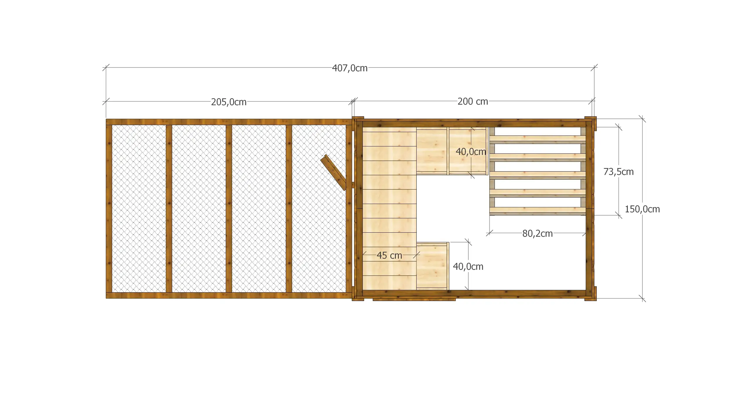 Kurnik Damian 1,5m x 4m