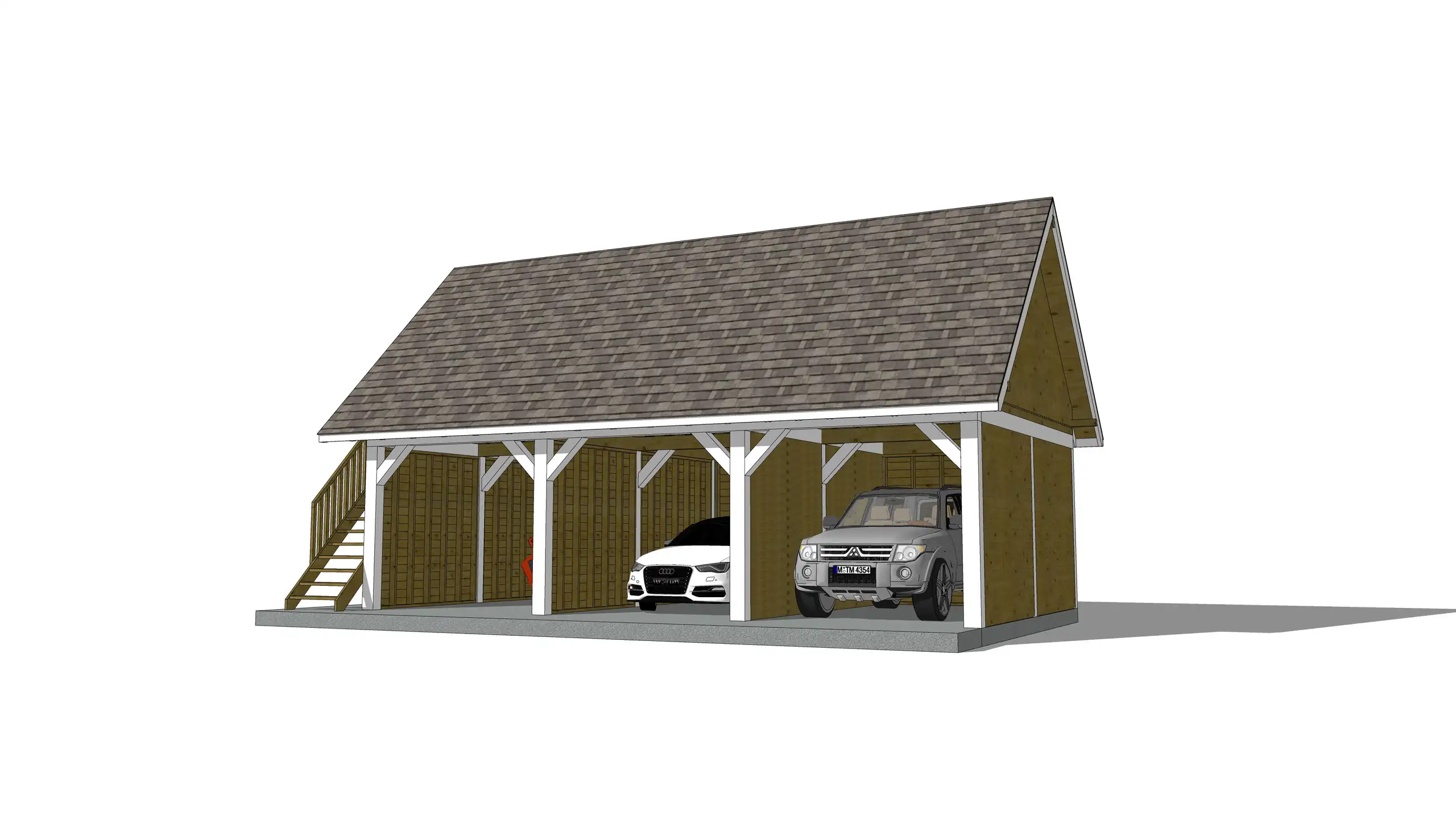 Wiata samochodowa Barbara 8,9m x 5m – Trwała konstrukcja na trzy pojazdy z przestrzenią magazynową 