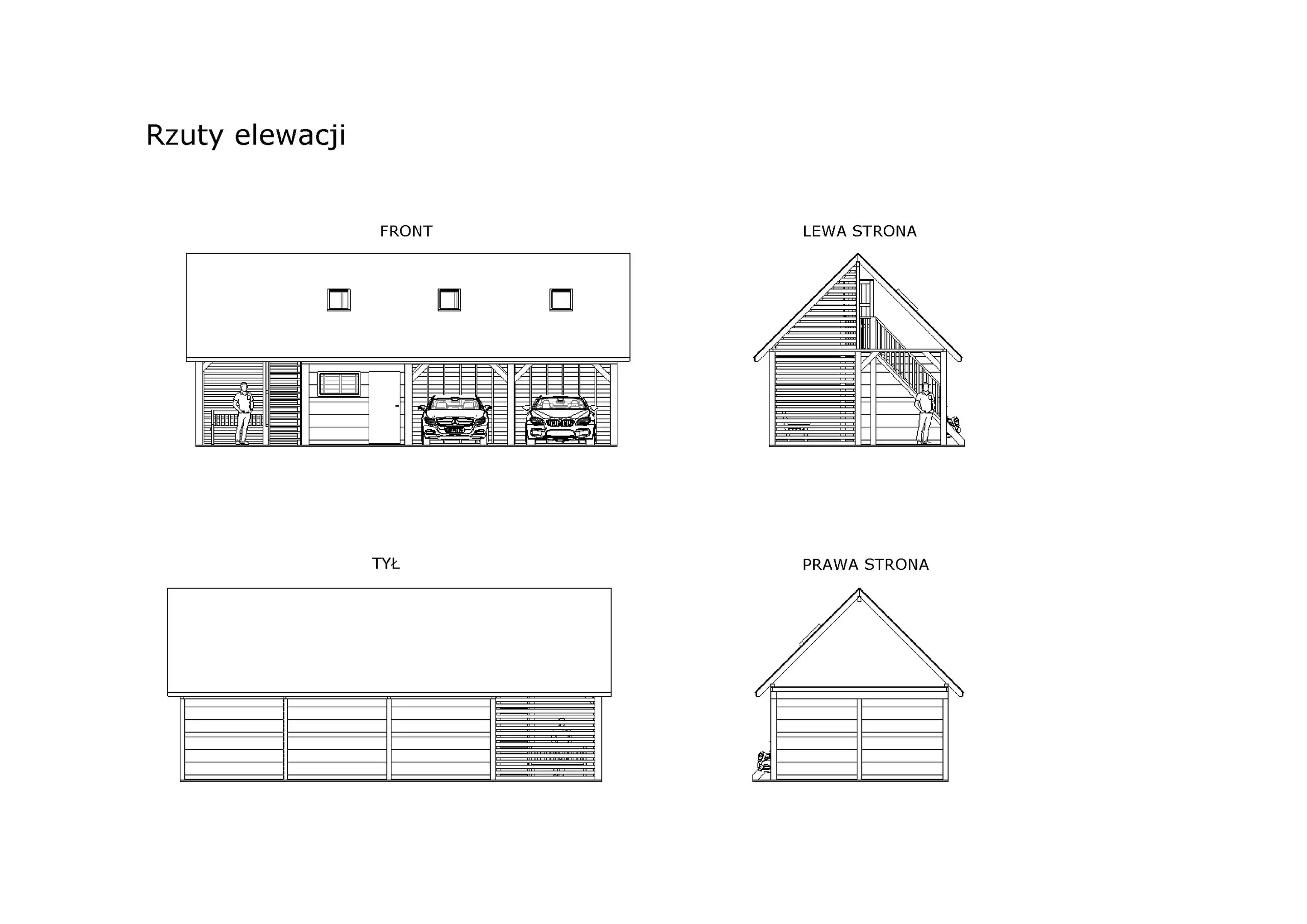 Wiata samochodowa Barbara II  11,9m x 5m – Garaż na dwa auta z przestrzenią użytkową 