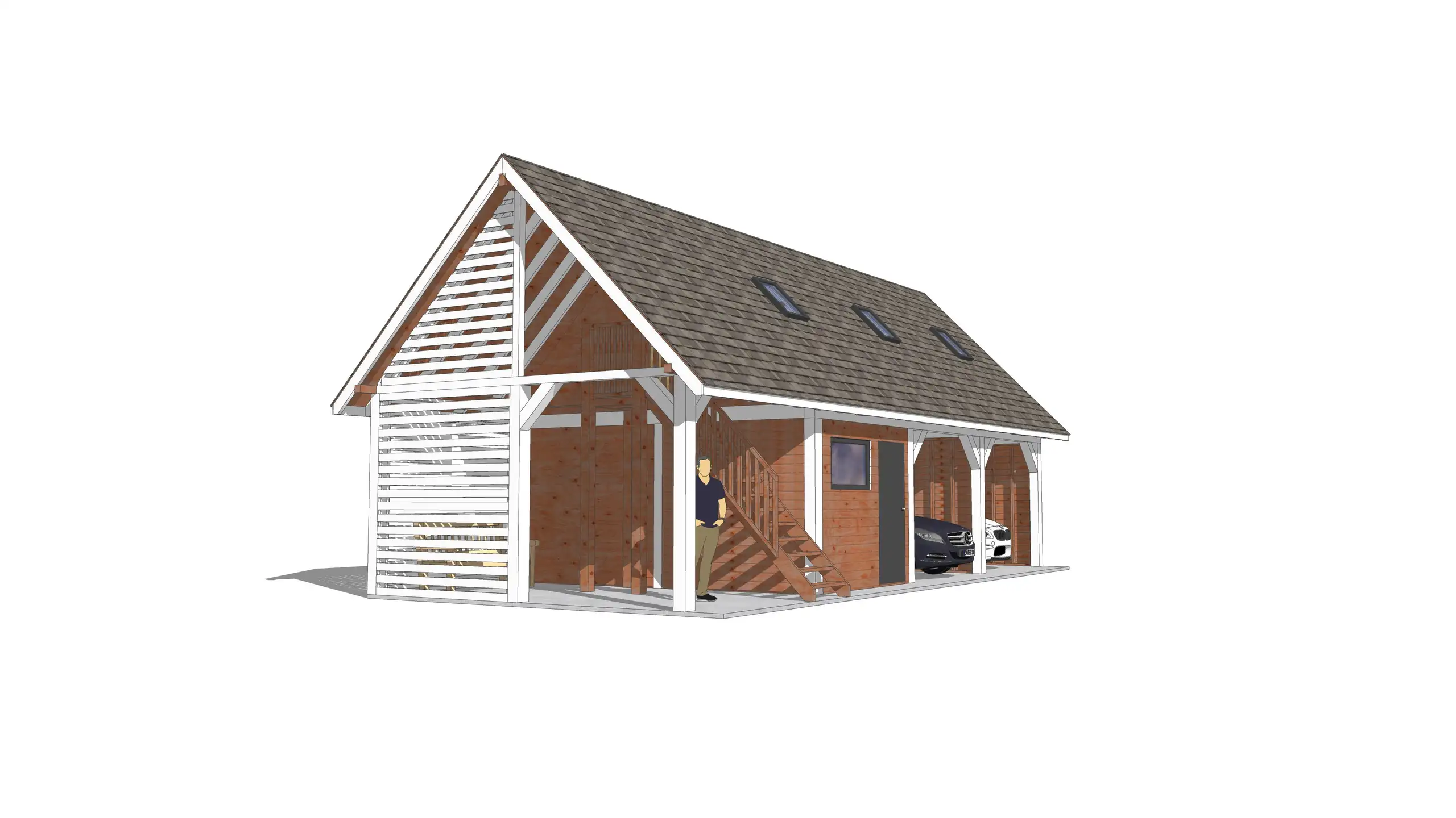 Wiata samochodowa Barbara II  11,9m x 5m – Garaż na dwa auta z przestrzenią użytkową 