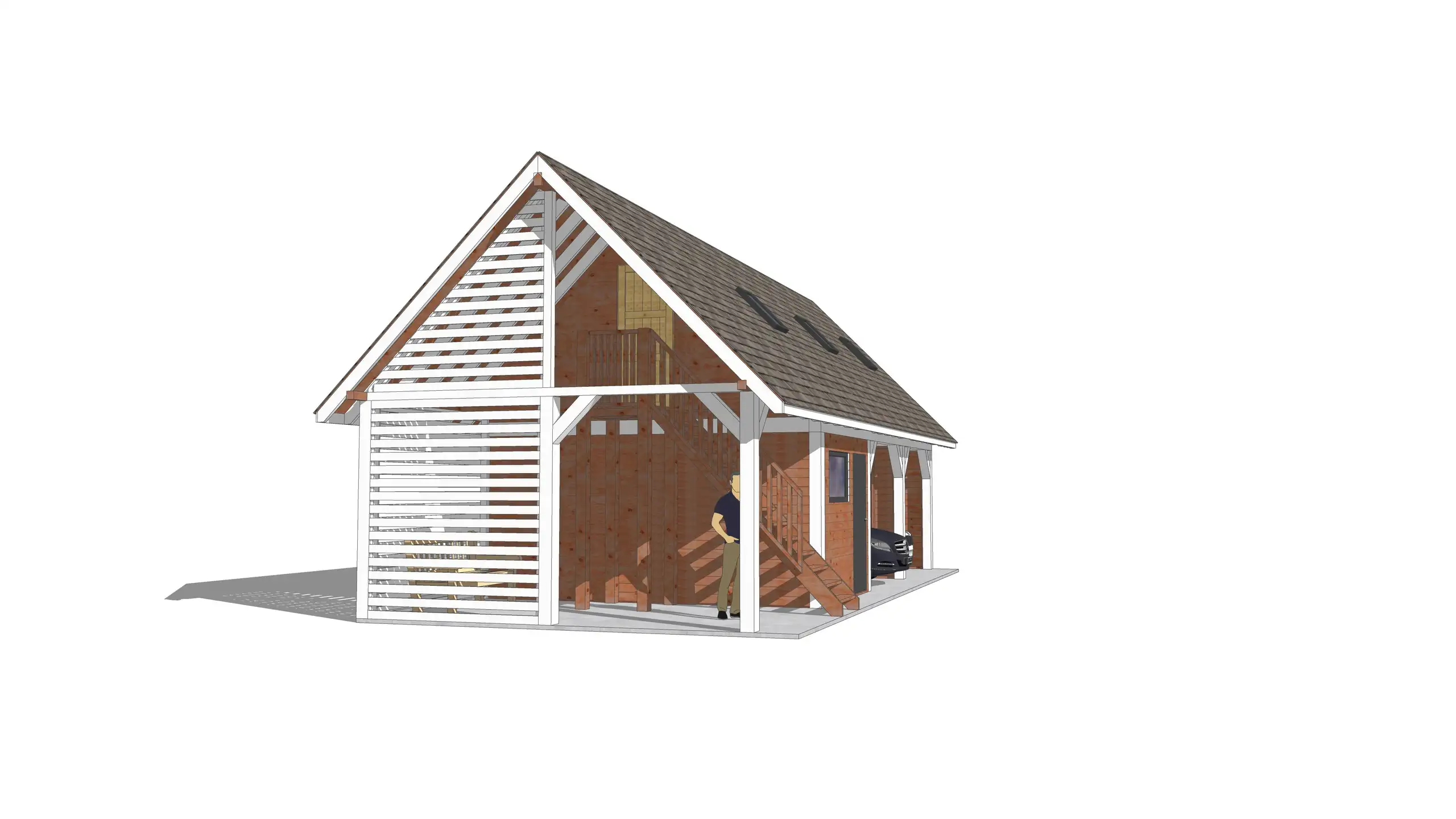 Wiata samochodowa Barbara II  11,9m x 5m – Garaż na dwa auta z przestrzenią użytkową 