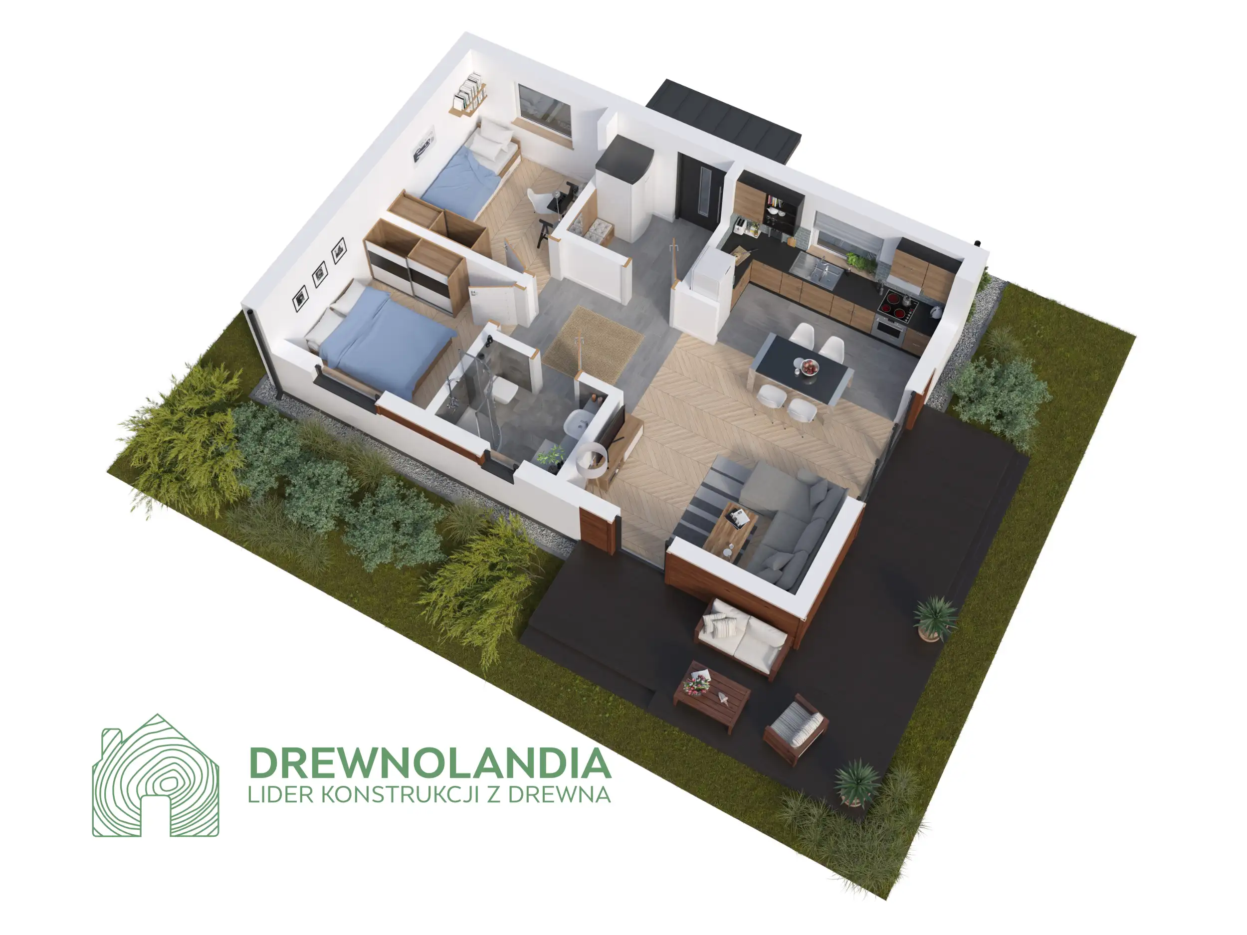 Dom mieszkalny całoroczny DREWNOLANDIA 1 CRK PLUS – 70 m²