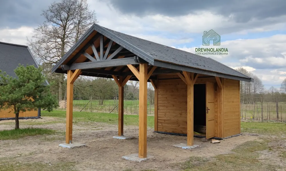 Wiata z drewna Agnieszka - ochrona dla samochodu, wymiary 6x3 m